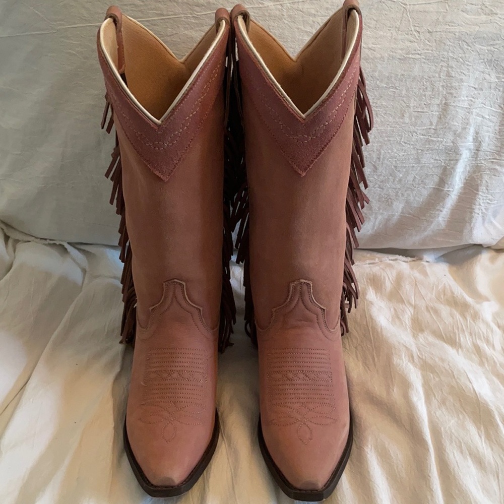 Laredo Pink Fringe Cowboy Boots - Womens 7.5